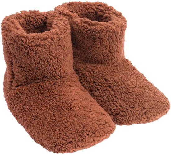 Mistral Home - Pantoufles femmes bottes teddy - taille 38/39 - 100% polyester - Marron