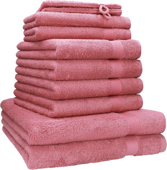 Set de serviettes PREMIUM 10 pièces vieux rose, 470 g/m², 2 serviettes de bain 70 x 140 cm, 4 serviettes 50 x 100 cm, 2 serviettes invités 30 x 50 cm, 2 gants de toilette 16 x 21 cm de Betz