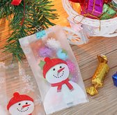 Inpakzakjes XL – Blokbodemzakjes - Kerst - Merry Christmas | Sneeuwpop – IJs kristal - Sneeuw - 23 cm hoog | Traktatiezakjes - Uitdeelzakjes - Verjaardagzakjes - Feestzakjes - Inpakzakken | Traktatie - Kado - Leuk verpakt - DH collection