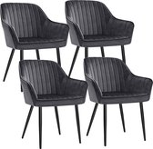 Chaises de salle à manger - Set de 4 - Assise rembourrée - Moderne - Gris foncé