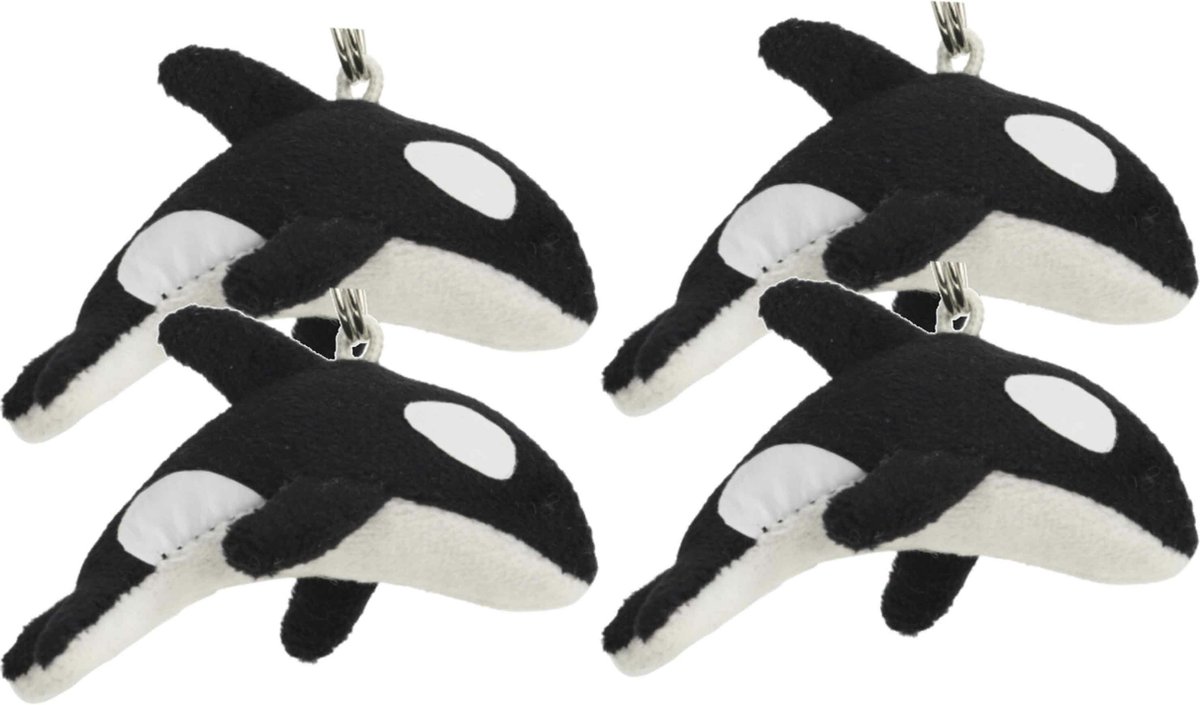 Nature Planet pluche orka - 8x - sleutelhanger - 6 cm - zeedieren sleutelhanger