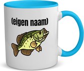 Akyol - vis met eigen naam koffiemok - theemok - blauw - Vis - vissen liefhebbers - mok met eigen naam - iemand die houdt van vissen - verjaardag - cadeau - kado - 350 ML inhoud
