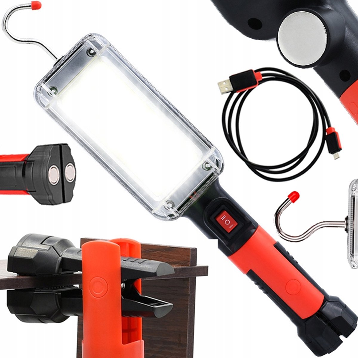 Werkplaatslamp - Werkplaats Verlichting - Looplamp - LED Lamp - Magnetisch - Klem & Haakje - USB Kabel - Ergonomisch - Rheme
