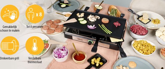 Tristar Gourmetset - RA-2748 - 1400W - Bakplaat 8 personen - Omkeerbare grillplaat - Incl 8 pannetjes, spatels — afbeelding 5