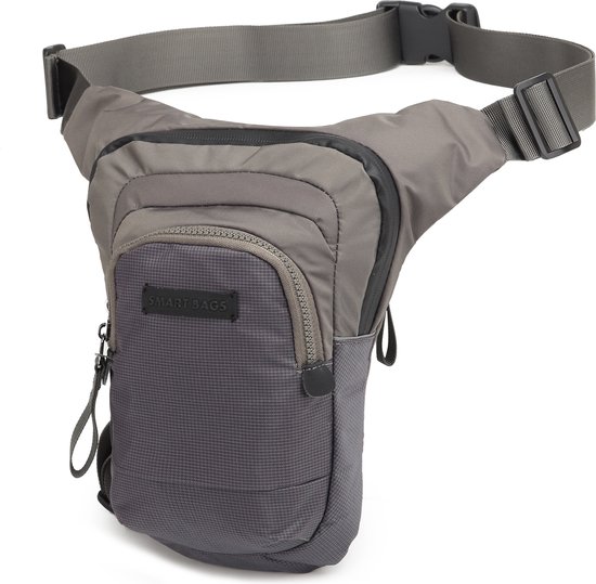 Vintage Schoudertas van Grafiet Canvas en Bruin Leer | Op voorraad