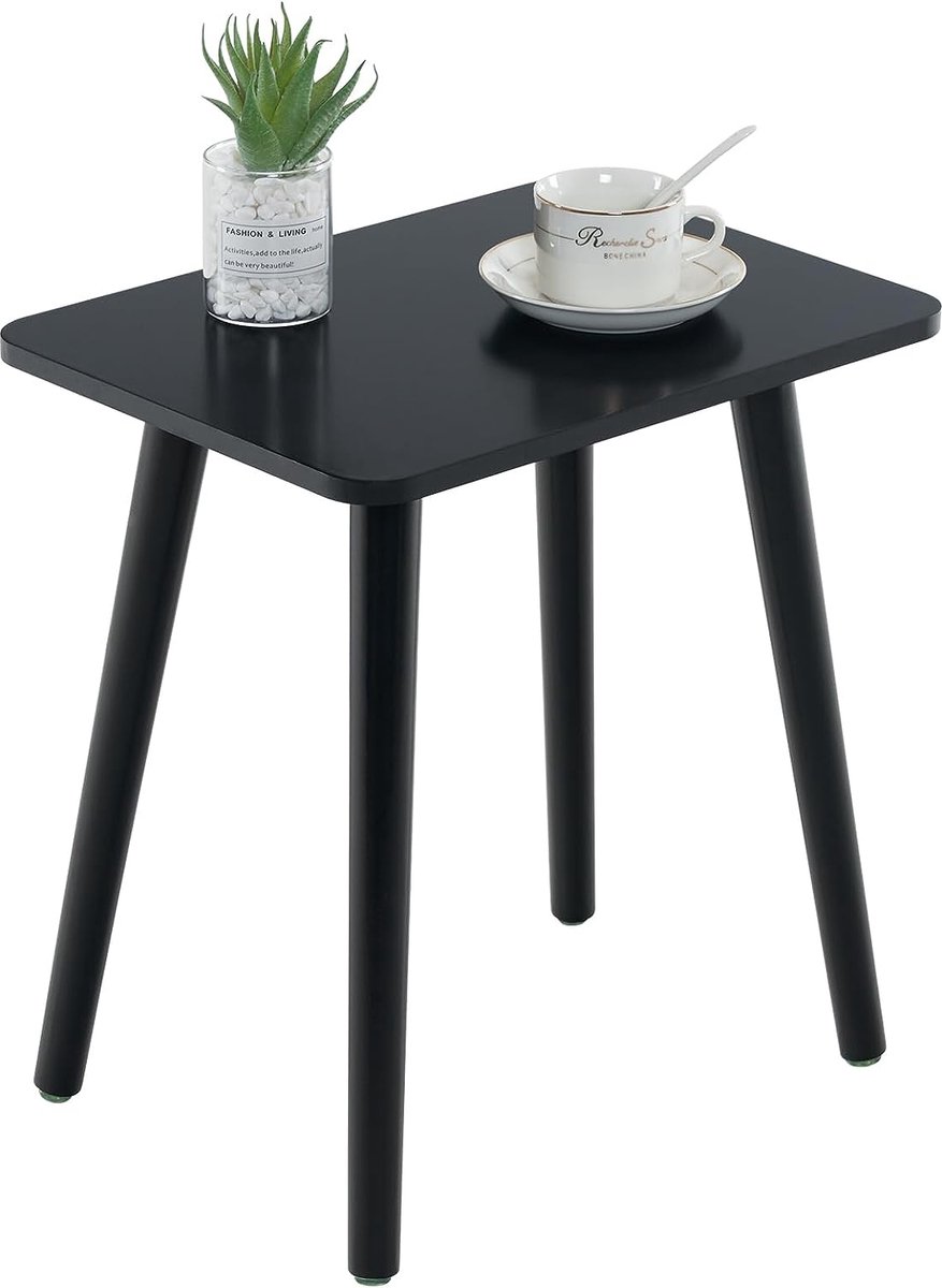 Bijzettafels van hout, rond, 40 x 30 cm, woonkamertafel, nachtkastje met dienblad, banktafel, bloemenstandaard, robuust, zwart