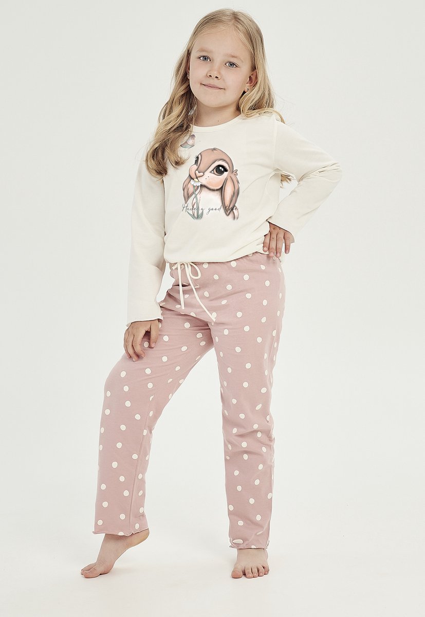 Taro Pyjama - Bunny - 100% Katoen. Maat 116 cm / 6 jaar. Ecru multi