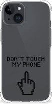 Smartphonehoesje Geschikt voor iPhone 15 Plus Telefoon Hoesje met doorzichtige rand Finger Don't Touch My Phone