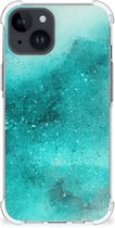 Telefoon Hoesje Geschikt voor iPhone 15 Case Anti-shock met transparante rand Painting Blue