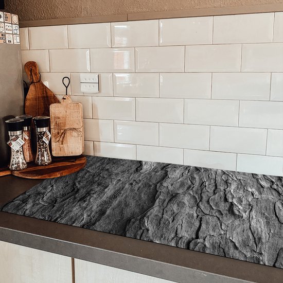 KitchenYeah - Inductie beschermer - Kookplaat - Steen - Betonlook - Grijs - Beton print - Industrieel - Inductie mat - Afdekplaat voor kookplaat - 91x52 cm - Inductie afdekplaat - Keuken decoratie aanrecht