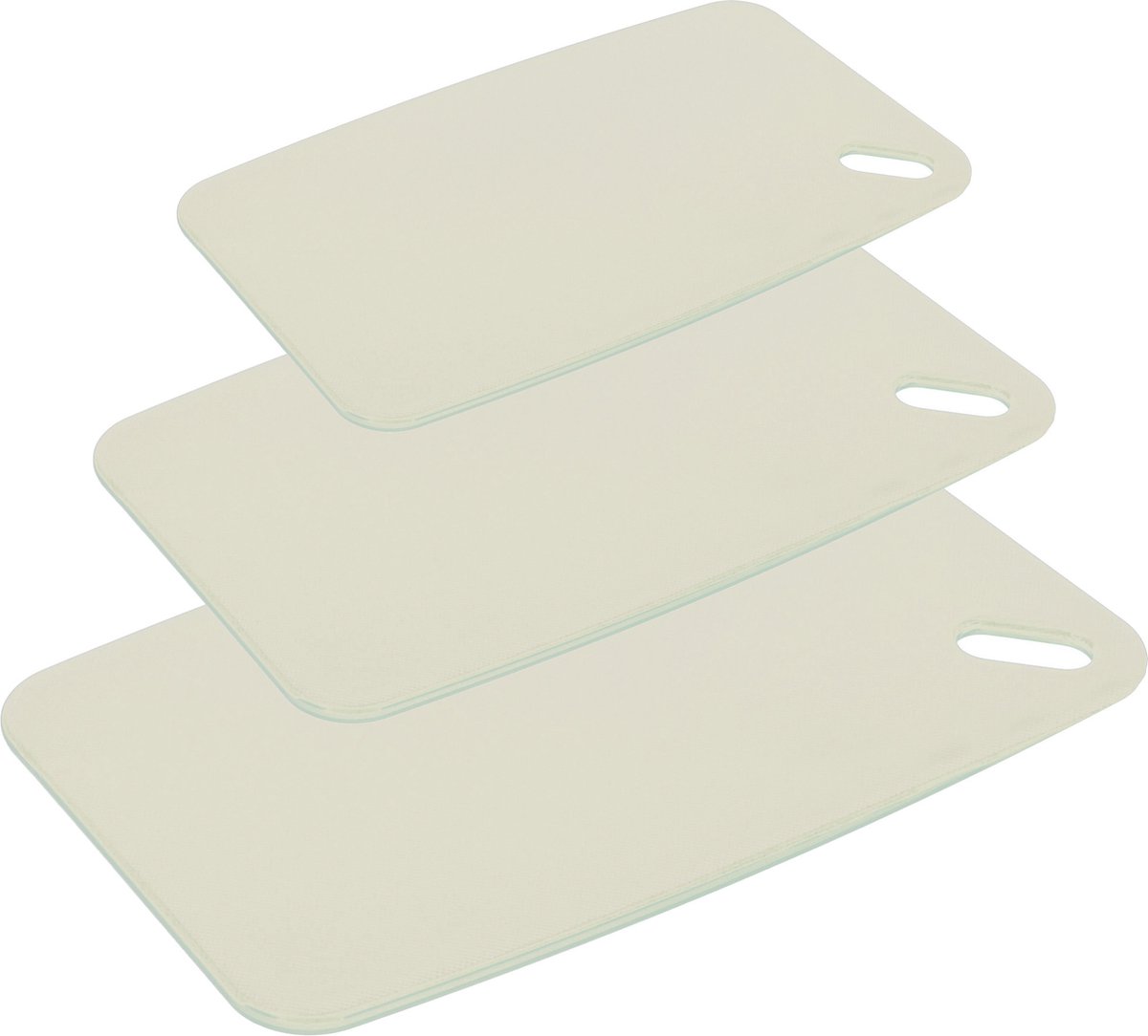 Excellent houseware Snijplanken - set van 3 - kunststof - creme wit - 24/30/35 cm