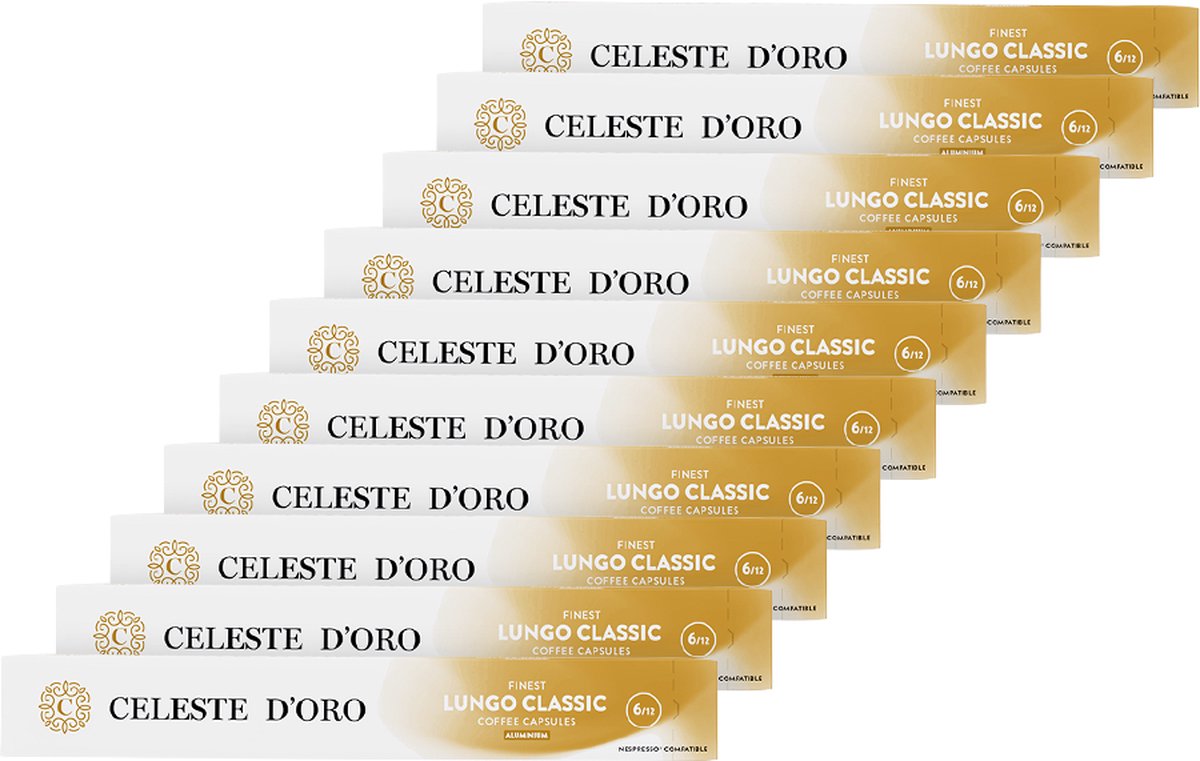 Celeste d’Oro - Finest Lungo Classic - Koffiecups - Nespresso Compatibel Capsules - Voor Ieder Moment - 10 x 10 cups