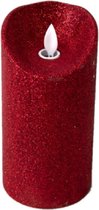 Bougie/bougie pilier LED Gerimport - rouge - H15 cm - avec paillettes