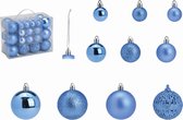 G. Wurm kerstballen - 50x stuks - 3, 4 en 6 cm -blauw - kunststof -kerstversiering