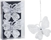 Décoration de Noël Pendentifs de Noël papillons - 2x paillettes blanches - 15 cm