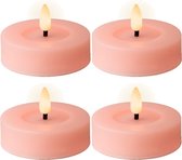 Bougies/bougies chauffe-plat LED Lumineo - 4x pcs - rose clair - D6,8 x H5 cm - pour l'extérieur