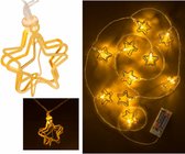 Lichtsnoer - 3D sterren - metallic goud - 185 cm - op batterij - verlichting