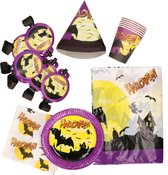 Halloween Thema feest papieren party set - 2x - vleermuis - 31 delig - 6 personen - wegwerp servies