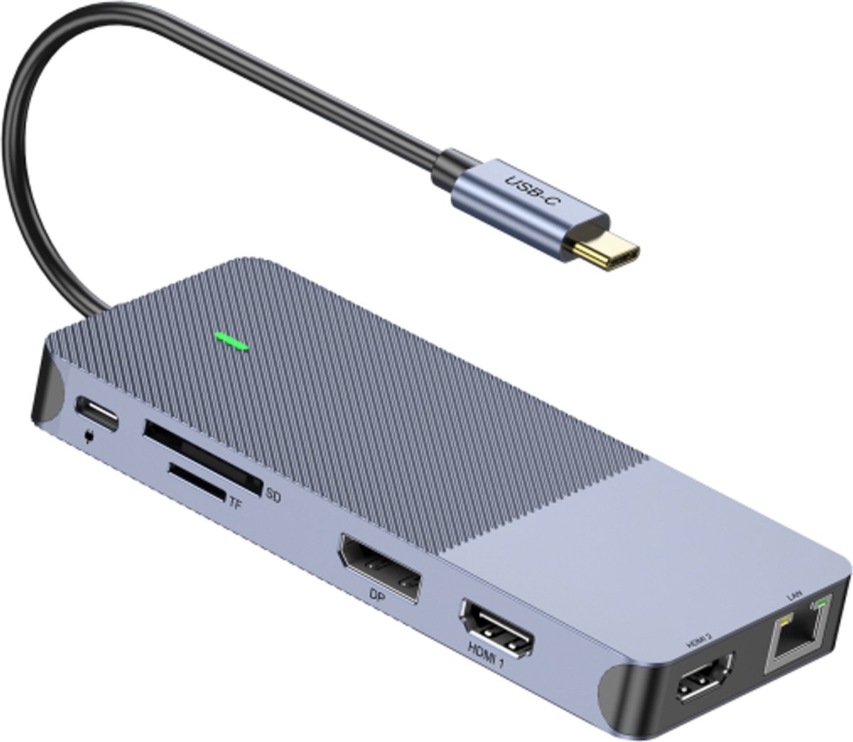 M-TECK Portable USB-C Displaylink Dock met 2 x HDMI + 1 x DP en vele andere poorten