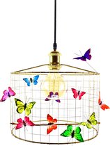 Hanglamp Kinderkamer met Vlinders-GOUD-Neon-Kinder hanglampen-Hanglamp kinderkamer goudkleurig-lamp met vlinders-vlinderlamp-lamp babykamer-lamp kinderkamer-lamp meisjeskamer-Ø30cm.