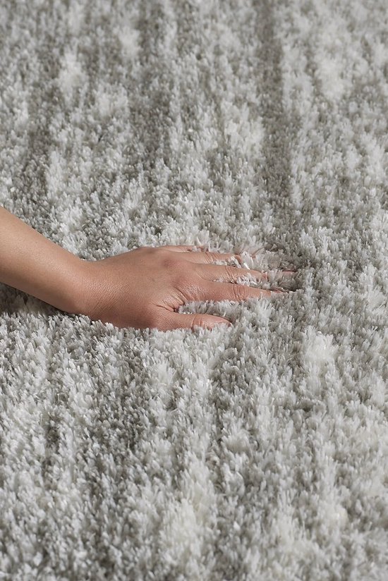 EIK - Creme-Grijs - 140x200cm - Hoogpolig vloerkleed
