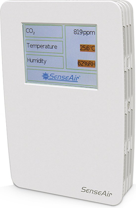CO2 meter - SenseAir tSENSE - CO2, relatieve luchtvochtigheid, temperatuur, touchscreen, grafiek op display
