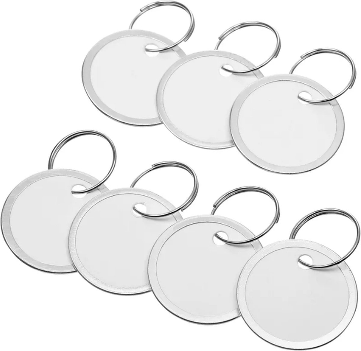 FSW-Products - Sleutel Labels Rond - 8 STUKS - Keychain - Key tag sleutelhanger - Sleutel Onderscheider - Naam labels - Sleutels organiseren - Sleutelhouder - Sleutelhanger - Sleutellabels - Bagagelabels - Reislabel