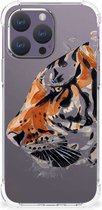 Anti Shock Bumper Case Geschikt voor iPhone 15 Pro Max Smartphone hoesje met doorzichtige rand Tiger