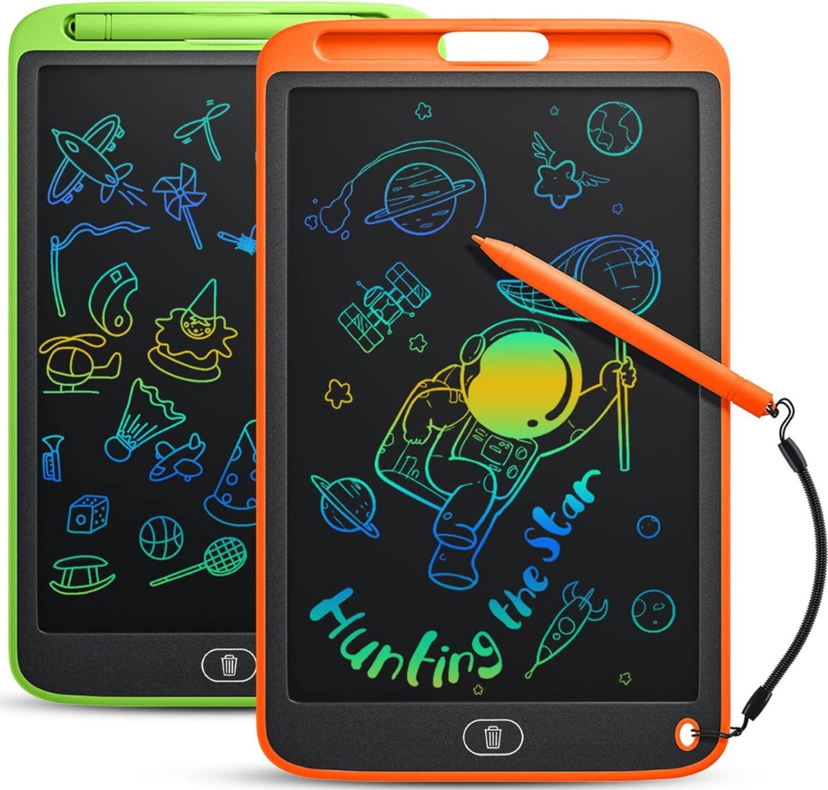 Kleyn - Tekentablet - LCD Teken Tablet - 10 Inch - Tekentablet Kinderen - Draagbaar en Digitaal - Oranje/Groen - 2 Stuks