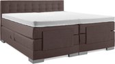 Soft bedden Elektrische Boxspring - 180x220 - Incl. Geknoopt hoofdbord - Notenbruin met plint