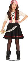 Guirca - Piraat & Viking Kostuum - Zoutwater Piraat Van De Woeste Zee - Meisje - Zwart - 5 - 6 jaar - Carnavalskleding - Verkleedkleding