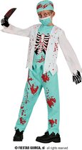 Guirca - Dokter & Tandarts Kostuum - Dol Op Bloed Zombie Chirurg Kind Kostuum - Blauw, Wit / Beige - 5 - 6 jaar - Halloween - Verkleedkleding