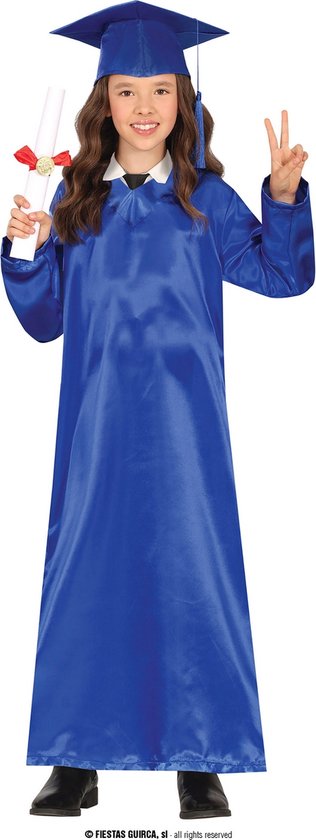 Guirca - Leraar & Professor & Scholier & Student Kostuum - Blue Master Graduate Kind Kostuum - Blauw - 3 - 4 jaar - Carnavalskleding - Verkleedkleding