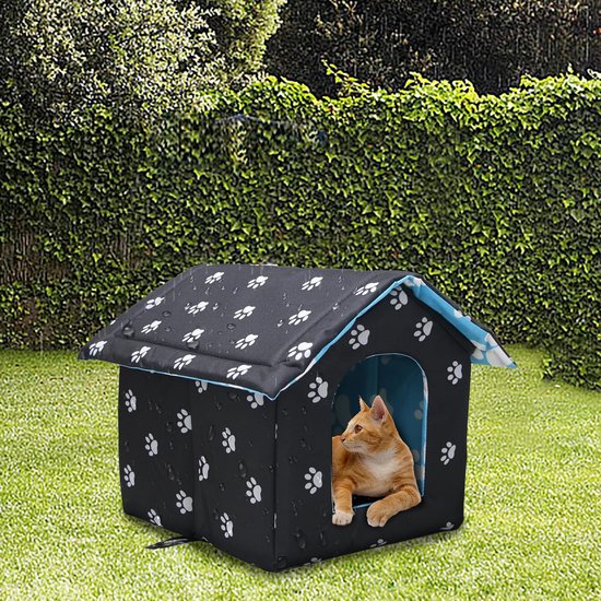 Maison Pour Chat Niche Avec Toit Pliable Pour Exterieur Et Interieur 53x45x43cm Filix Gris