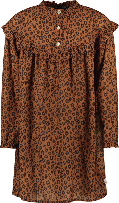 Moodstreet Dress Recycled Pes Aop Leopard Jurken Meisjes - Rok - Jurk - Bruin