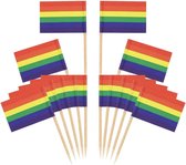 Regenboog vlag | 20 stuks | cocktail prikker | cupcake decoratie | prikkers met versiering | taartversiering