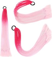 Kleurrijke Vlecht met 12 strengen Haarband Pruiken Zijde Kleurrijke Dreadlocks Paardenstaart Roze Roze