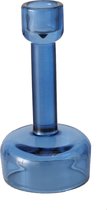 Glazen kandelaar / waxinelichthouder 15cm blauw