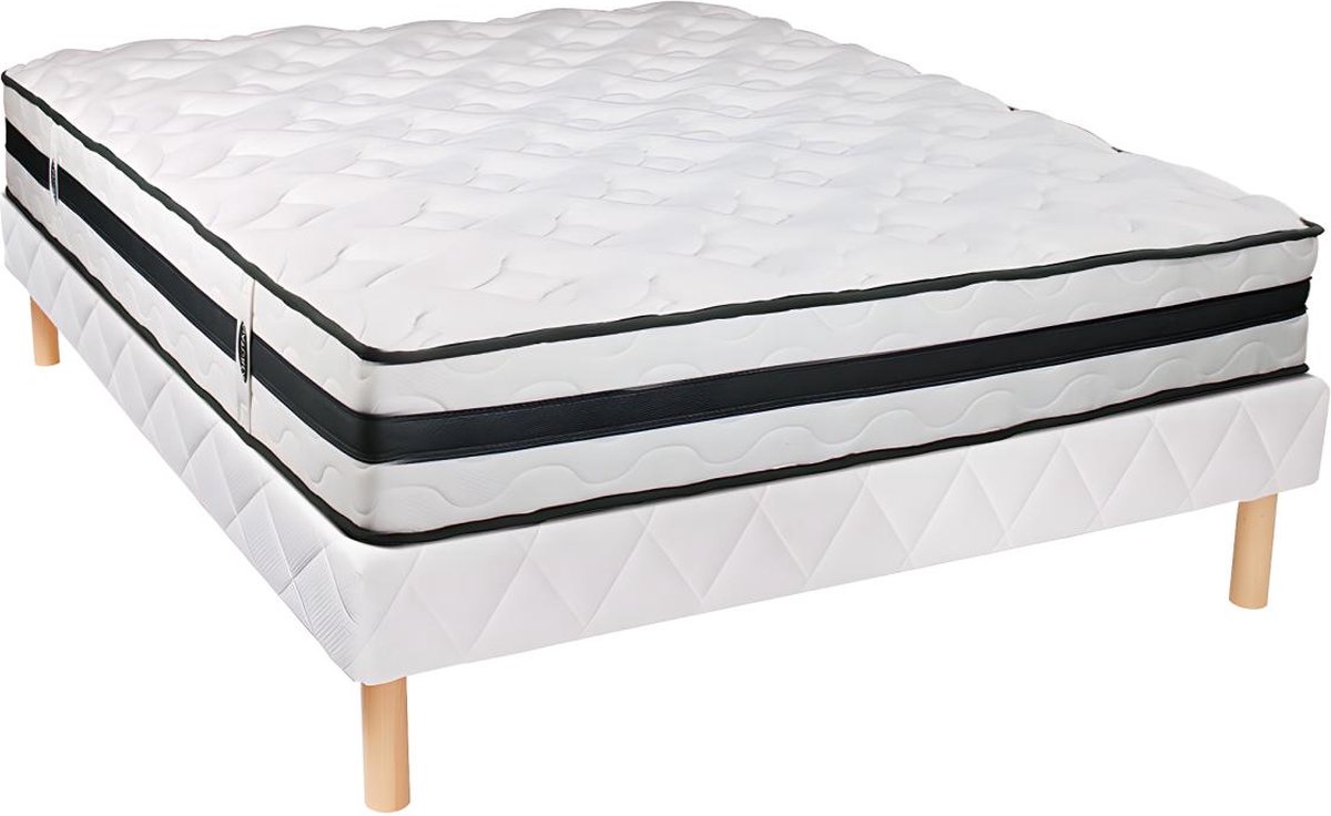 NATUREA Set bedbodem + matras met pocketveren AGATHE van NATUREA - 140 x 190 cm L 190 cm x H 30 cm x D 140 cm