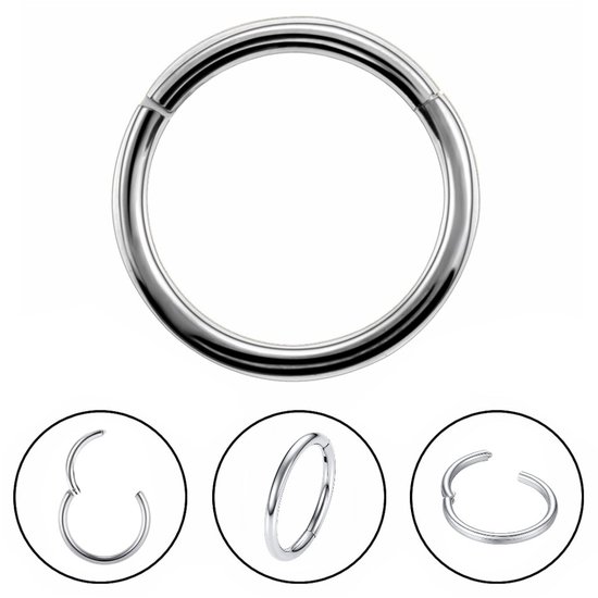 Fako Bijoux® - Chirurgisch Stalen Ring Piercing - Diameter 8mm - Dikte 1.2mm - Ringetje geschikt voor Helix, Tragus, Septum, Lip, Neus & Wenkbrauw - Zilverkleurig