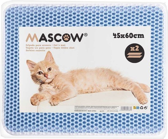 Mat voor kattenbak Blauw 60 x 45 x 1,5 cm (12 Stuks) | bol