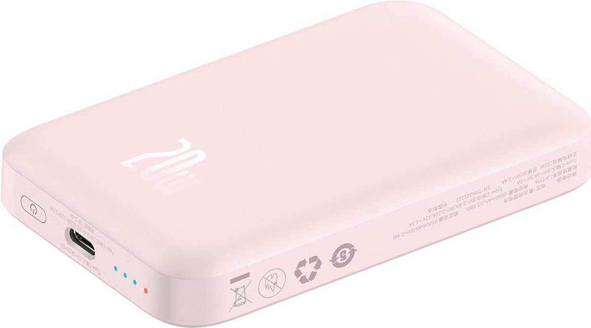 Baseus Mini 6.000 mAh Powerbank Roze| Compact Met MagSafe & Fast Charge | 20W USB-C | Geschikt voor Apple iPhone en andere smartphones