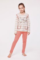 Woody pyjama meisjes/dames - multicolor gestreept - haas - 232-10-PLG-S/930 - maat 176