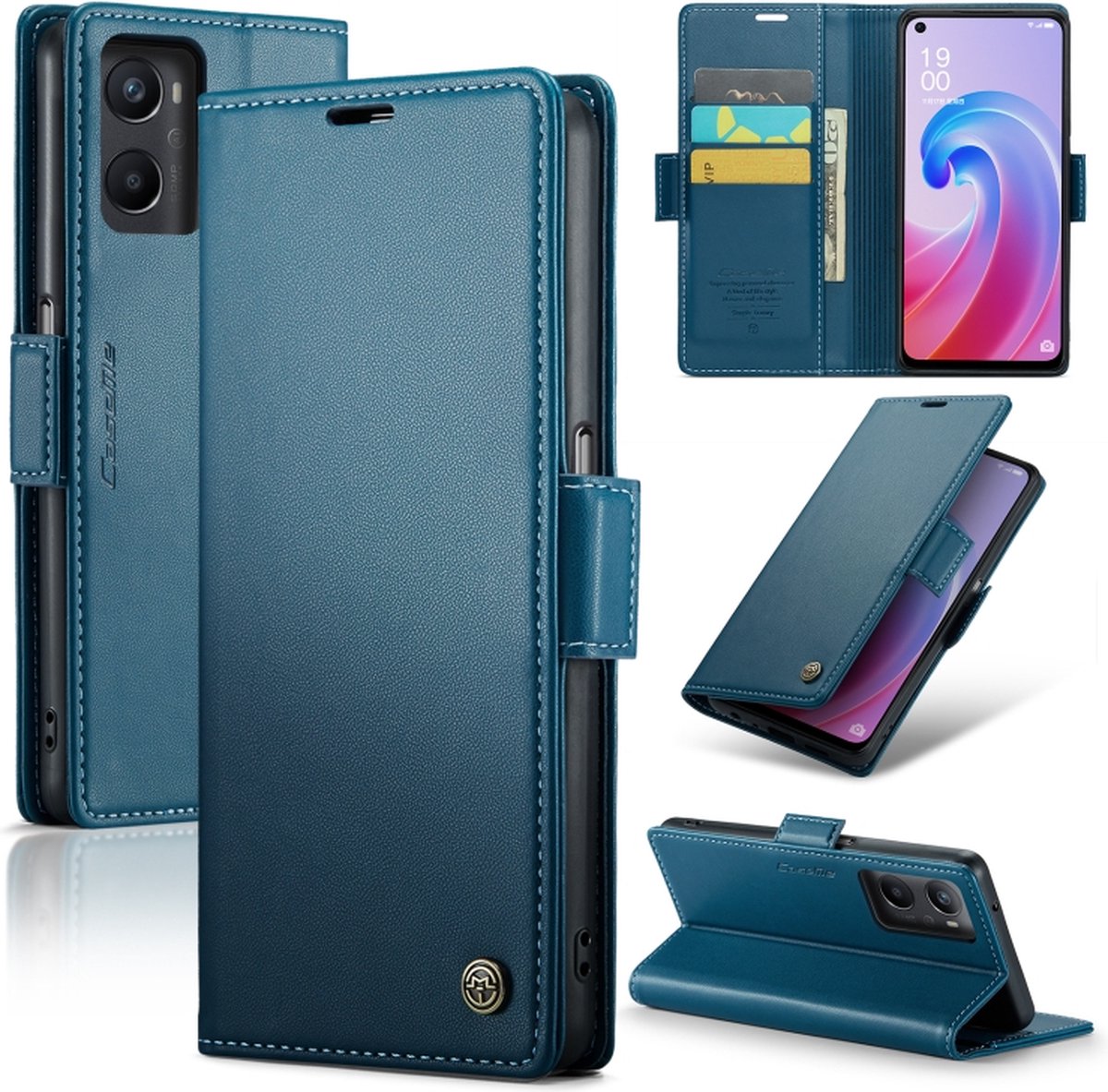 CaseMe Wallet Case met RFID Bescherming en Magneetsluiting voor OPPO A96 4G _ Blauw