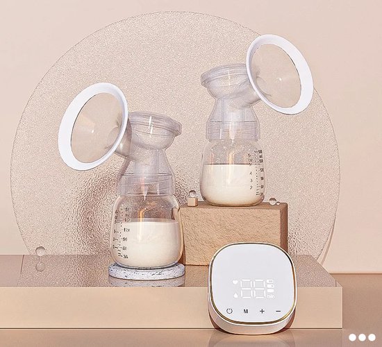  - Kay - Elektrische dubbele borstkolf met 2x180 ml babyfles- 3 modus met 9 snelheden - Accu - Roze