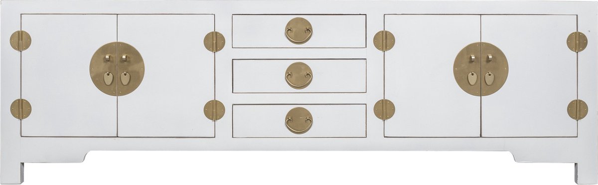 Fine Asianliving Chinese TV Kast Sneeuw Wit - Orientique Collectie B175xD47xH54cm Chinese Meubels Oosterse Kast
