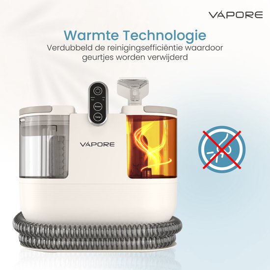 Vapore Tapijtreiniger - Draagbare Vlekkenreiniger - 1200W - Tapijtreiniger Machine - Bank Reinigen Machine - Meubelreiniger - Stoomreiniger voor Bank - Met Zuigvermogen - Zetelreiniger - Bank Reiniger - Apparaat - Wit