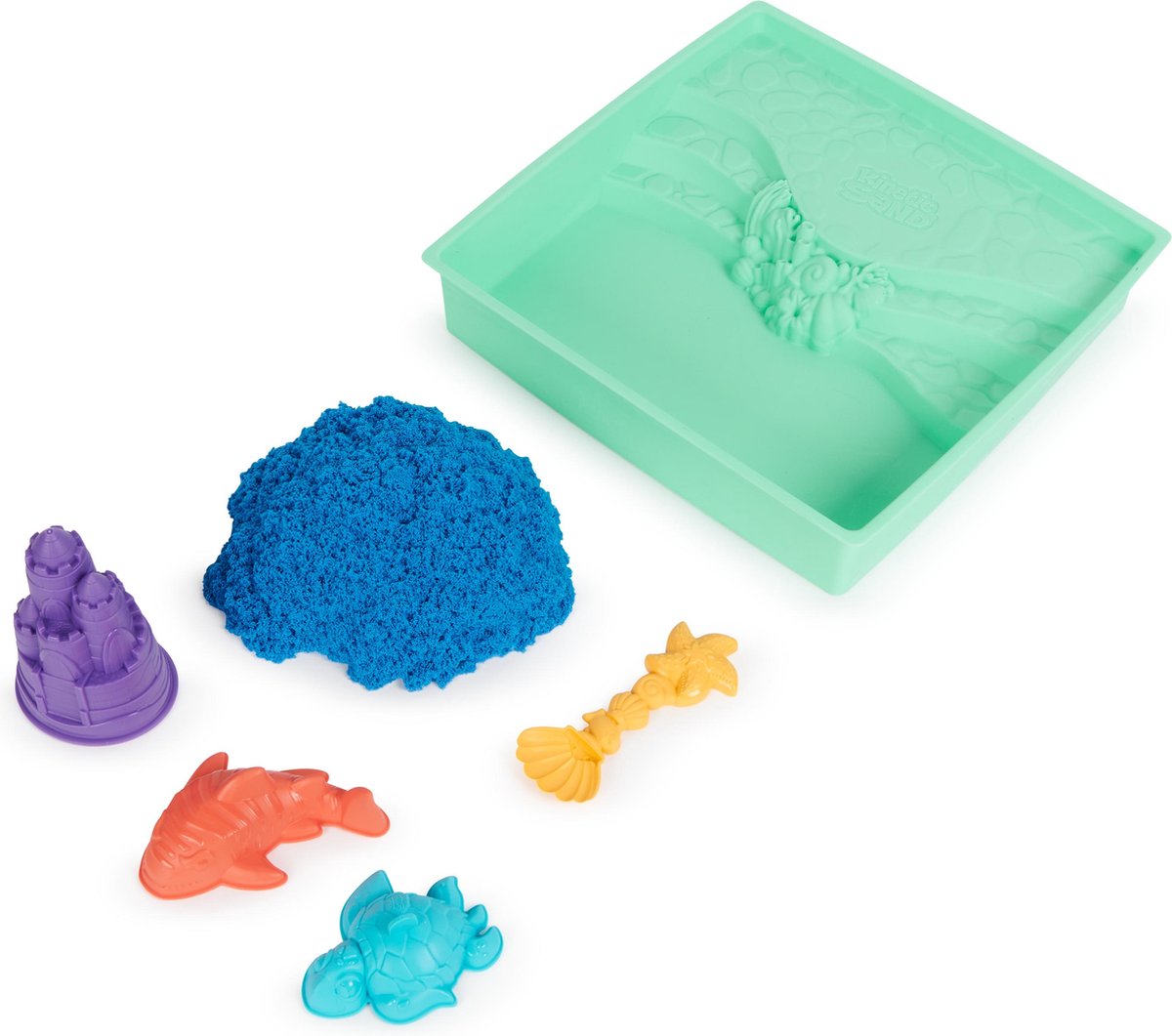 Kinetic Sand - Zandbak-set met 454 g blauw origineel Kinetic Sand - opbergzandbak 4 vormen en gereedschap - Sensorisch speelgoed — afbeelding 7