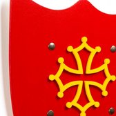Kalid Medieval Toys - Ridderschild - Occitaans Kruis - Rood - Geel - Verkleden