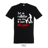 60 jaar verjaardag - T-shirt Zet de rollator maar klaar ik ben 60 jaar! - Maat XL - Zwart T-shirt korte mouw